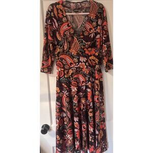 Retrolicious Paisley Floral Boho Whimsy Wrap Dress XL Pinup Eclectic Hippie